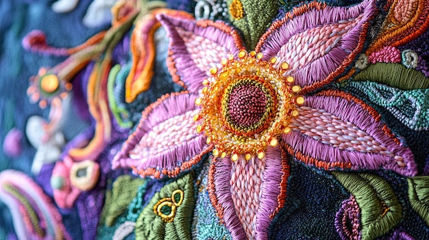 haftowane tkaniny z detalami